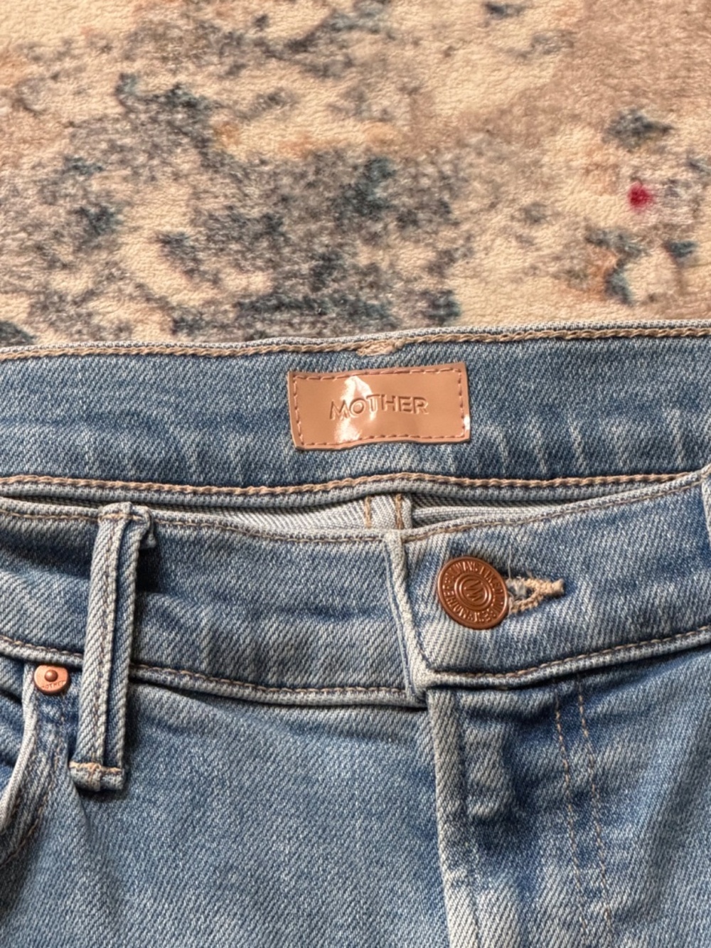 MOTHER Lil Insider Crop Jeans Blessing In Disguise Light Wash Raw Hem Size 31 - Picture 2 of 6
